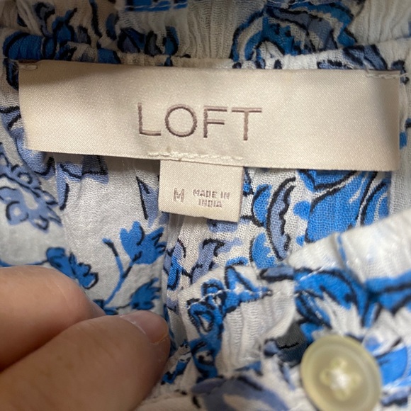 Loft long sleeve boho style cotton blouse. Size M - Picture 2 of 5